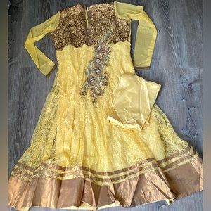 Yellow Indian Anarkali Suit (XL)